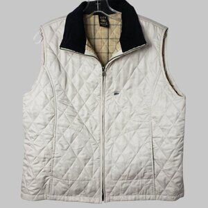 Sun Moda Diamond Quilted Vest With Black Corduroy Collar  cream/Black Large